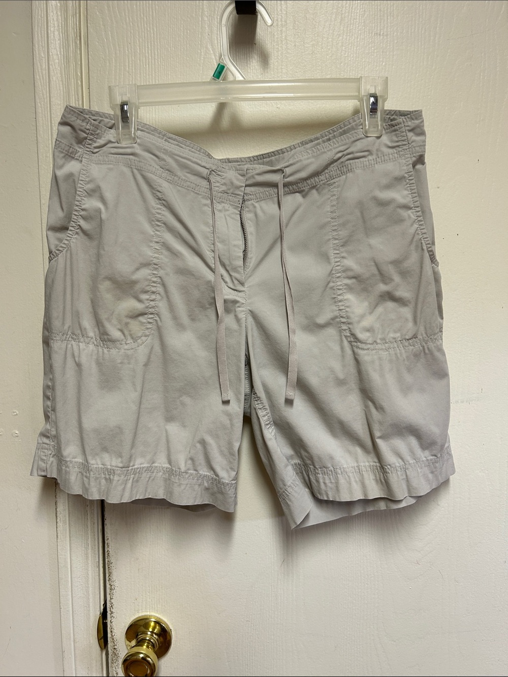 J. Jill Light Gray Drawstring Bermuda Shorts with Patch Pockets